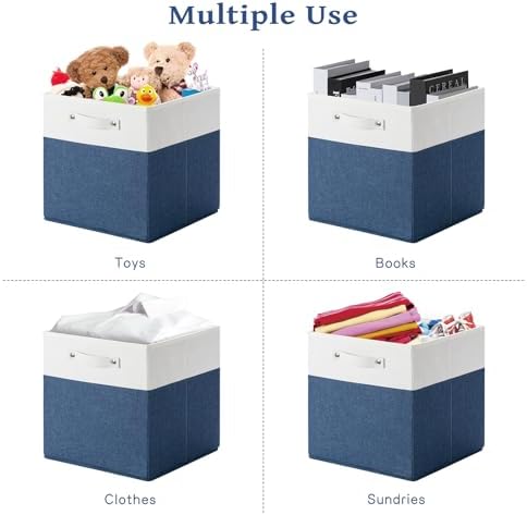 FinishingBo 13x13x13 Storage Cube Bins 4 Pack, Cube Shelf Baskets - Image 5