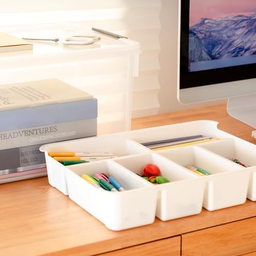 Citylife 32QT 2Packs Clear Craft Organizers and Storage Box with Tray - Image 3