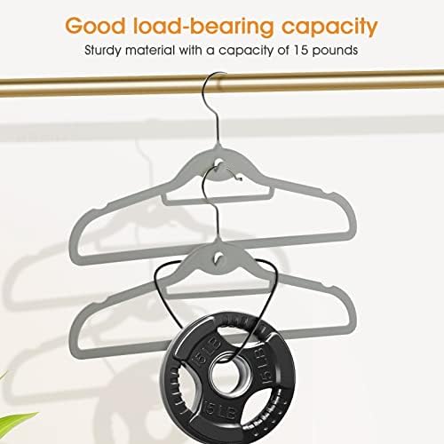 Velvet Clothing Hangers Slim Stackable Non-Slip Grey Suit Hanger Space Saving Clothes Hanger Heavy Duty Adult Hangers with 360°Swivel Hook Pack of 20 - Image 6