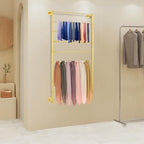 Wall Mounted Scarf Rack with 10 Adjustable Tiers, 50lb Capacity Metal Towel Holder for Scarves Ribbons Wrapping Paper, Display Organizer for Flower Shop Retail Store (Gold, 23.6×47.2in) - Image 2