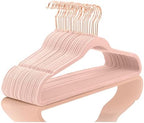 MIZGI Blush Pink Velvet Hangers 100 Pack Non Slip Heavy Duty Rose Gold Hook by MIZGI