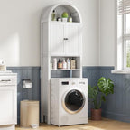 Arched Over The Toilet Storage Cabinet with Fluted Doors, Bathroom Shelf - Image 4
