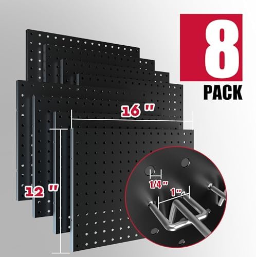 Spampur Peg Board, 8 Pack Metal Pegboard Wall Organizer with Accessories - Image 3