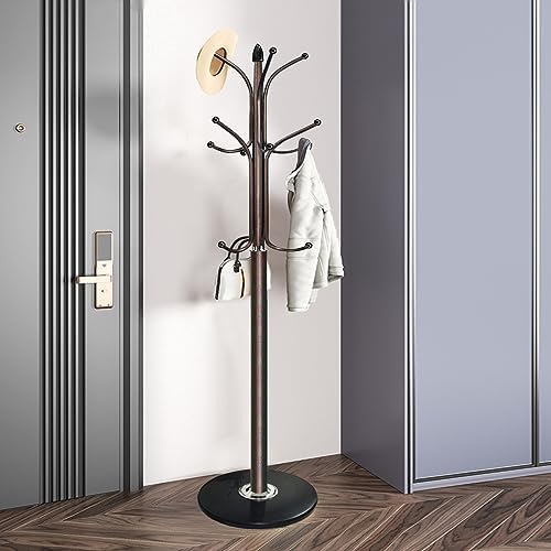 Kertnic Freestanding Coat Rack Stand, Heavy Duty Metal Hall Tree with 12 Hooks, 70 Inch Tall Stable Coat Hanger with 14.6" Natural Marble Base, Entryway Organizer for Coats Bags Hats Purses (Bronze) - Image 3