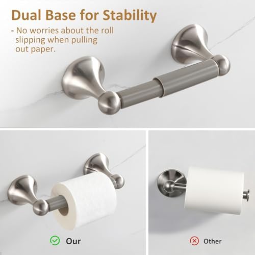BGL Bathroom Accessories Set, Glossy Stain Nickel Expandable Towel Bar 4-Piece Bathroom Accessory Set Wall Mounted Towel Ring Robe Hook Toilet Paper Holder Towel Holder - Image 5