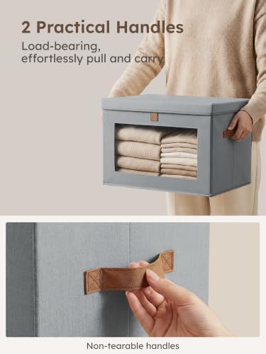 Homsorout Medium Fabric Storage bins - Collapsible Storage Bins with Open Window, 6 Pack Closet Baskets for Shelves, Stackable Decorative Boxes for Home, Dorm, Grey, 13.7"x 9.8" x 9.8" - Image 3