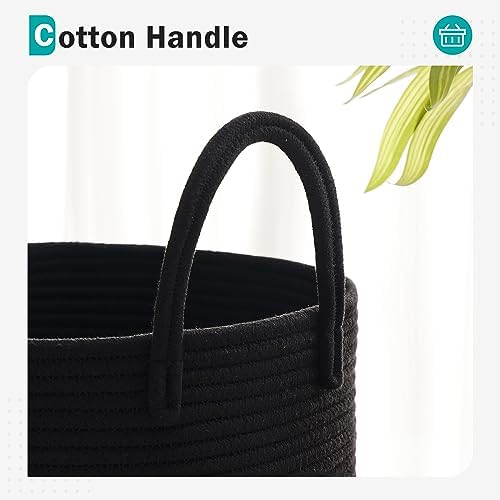 YOUDENOVA Cotton Laundry Hamper, 58L Tall Storage Basket-Black - Image 3