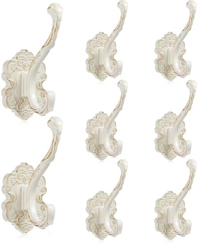 Zonon 8 Pcs White Vintage Antique Coat Hooks Wall Mounted by Zonon