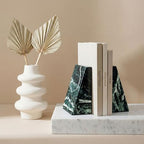 Natural Marble Bookends for Shelves,Office bookends for Heavy Books. Unique Brown Book Ends, Set of 2,Heavy Duty (Green) - Image 4