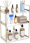 Bathroom Countertop Organizer, 3 Tier Acrylic Tray Vanity Counter Skincare Organizer Shelf, Kitchen Under Sink Standing Rack, Home Storage Holder for Lotion Makeup Cosmetics Perfume Spice, Gold by NPPLUS