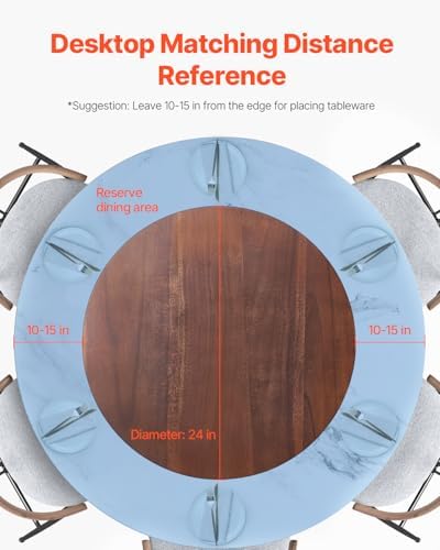 VEVOR 24 in Wood Lazy Susan Turntable, 360° Rotation Round Clear Tabletop Rotating Tray, Acacia Wood Dining Table Centerpiece, Smooth and Silent Spin, for Family Gatherings, Banquets and Weddings - Image 6