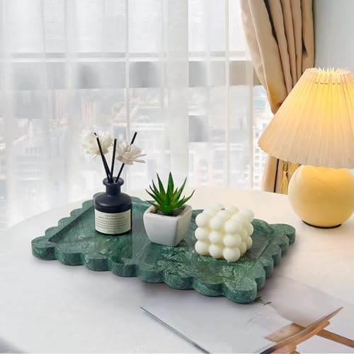 Scalloped Natural Marble Tray - Decorative Stone Tray for Bathroom & Vanity - Image 4