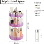 Aveniee Rotating Makeup Organizer for Vanity, Perfume Skincare Organizerss Large, Spinning Bathroom Counter Shelf Holder for Cosmetics, Skin Care, Lipsticks,3 Tiers, Purple - Image 5