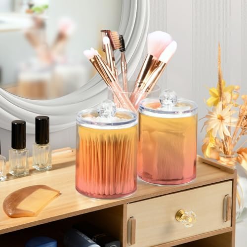4 Pack Qtip Holder Dispenser with Lids,Orange Gradient Storage Containers,Bathroom Canisters Organizer for Cotton Ball,Cotton Swab,Cotton Round Pads,Floss 21214696 - Image 5