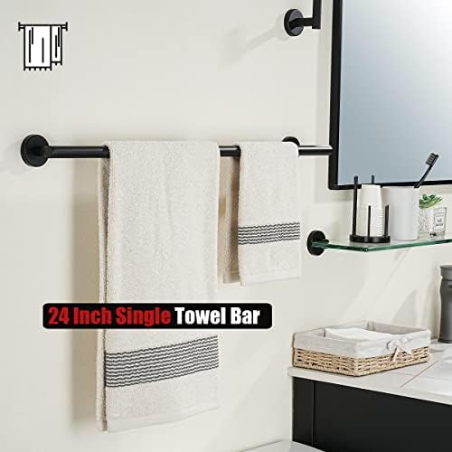 JQK Black Towel Bar, 27 Inch 304 Stainless Steel Thicken 0.8mm Towel Rack Bathroom, Towel Holder Matte Black Wall Mount, Useable Length 24 Inch, TB110L24-PB - Image 5