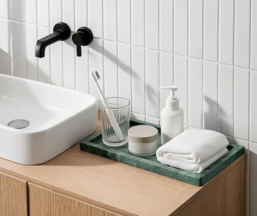 Natural Marble Vanity Bathroom Tray, 12" x 6.1" Marble Stone Tray - Image 2