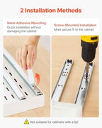VEVOR Pull Out Cabinet Organizer, 4 Pack Expandable Width (12.2"-18.9"), 20.47" Deep Pull Out Drawers for Cabinets, Sliding Drawer for Kitchen Pantry Cabinet Organizer with Nano Adhesive Strips, White - Image 5