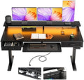 AODK 63 Inch Electric Standing Desk with Drawers & Keyboard Tray, Black by AODK