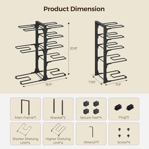 LAMU 8-Tier Heavy Duty Pots and Pans Organizer under Cabinet, 20.8" H - Image 4