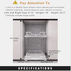 EZKAZA Pull Out Cabinet Organizer 7.5" W x 21" D, 2-Tier Kitchen Cabinet Pullout Shelf and Drawer Organizer Slide Out Pantry Storage Basket, 6.2" W x 21" D x 2.4" H for Bottom Basket Size - Image 5