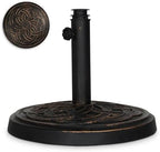 Backyard Expressions 26.5 lb Round Heavy Duty Patio Umbrella Base – Weather Resistant Calcium Carbonate Resin with Bronze Weave Design – Fits 1.5" to 2" Poles, Easy Assembly, UV & Fade Resistant by BackyardExpressions