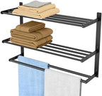 Bethom Bathroom Towel Rack with 2 Bars, 24 Inch Towel Shelf, Matte Black by Bethom