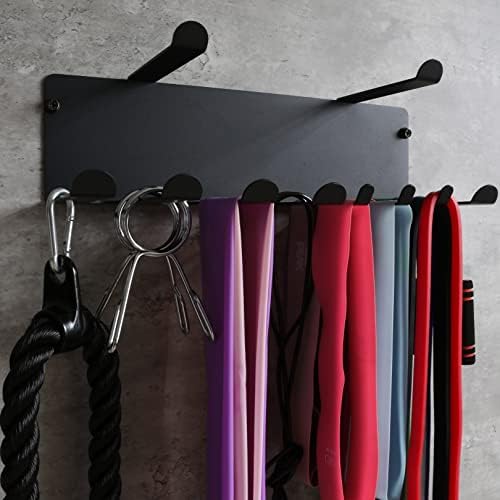 Resistance Bands Rack Wall Mount Home Gym Equipment Storage Rack for Resistance Bands, Jump Ropes, Yoga Mat, Foam Roller, Chains, 16.5", Black - Image 6