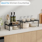2 Pack 11” Depth Expandable Kitchen Cabinet Organizer Shelves, Metal Kitchen Countertop Organizers and Storage Shelving, Heavy Duty Stackable Storage Rack Shelf For Pantry Cupboard Counter Tabletop - Image 6
