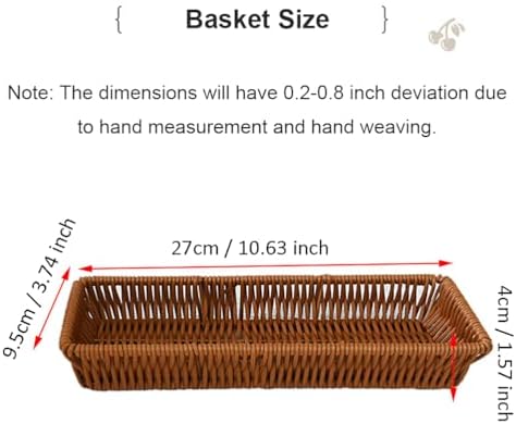 Silverware Organizer Basket, Silverware Basket for Drawer, Small Wicker Bread Cracker Baskets 6 Pack, Stackable Wicker Storage Baskets for Spoons Forks Knives Stationery (Rectangle) - Image 2