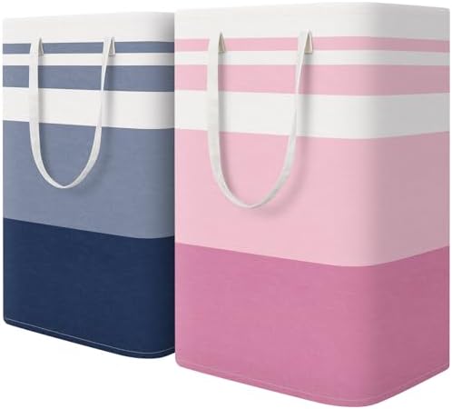 HomeHacks 2 Pack Laundry Baskets, Laundry Hampers Bags (Blue+Pink 75L) by HomeHacks