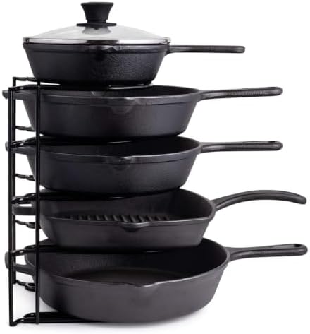 Cuisinel 5-Tier Pan Organizer for Cast Iron Skillets Griddles, Black 12.2" by Cuisinel