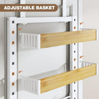 8 Tier Over the Door Pantry Organizer with Adjustable Wooden Baskets, Heavy Duty 2 in 1 Wall Mounted & Hanging Spice Rack for Kitchen, Cabinet and Closet Organization - Image 7