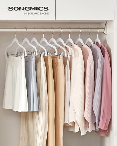 SONGMICS 30-Pack Pants Hangers, Velvet Hanger with Adjustable Clips - Image 2
