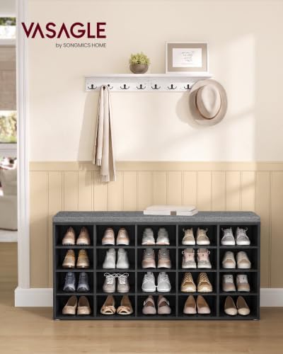 VASAGLE Shoe Bench with Cushion, 20 Compartments, 12 x 47.2 x 24.7 Inches - Image 2