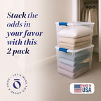 HOMZ Clear Plastic Storage Bins w/Latching Lid, 112 Qt, Blue Latch, 2 Pack - Image 2
