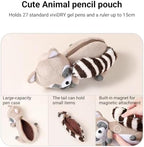 KOKUYO Plush Animal Pencil Holder with Tail Pouch for Storage, Raccoon - Image 4