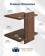 Floating TV Projector Shelf Wall Mount - 2 Tier Wooden Shelf, Walnut Brown - Image 2