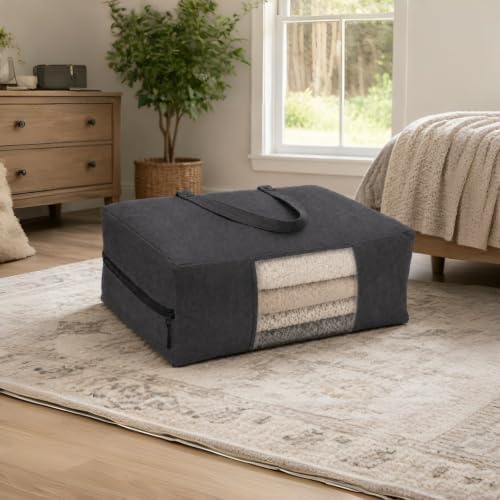 2 Pack Canvas Storage Bags for King/Queen Comforters Blanket, 25"x19"x9" - Image 4