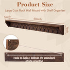 Geelin 60 Inch Wall Shelf with Hooks and Shelf Organizer Wall Mount Coat Rack with 14 Triple Hooks for Hanging for Entryway, Hallway, Bathroom, Living Room, Bedroom - Image 2
