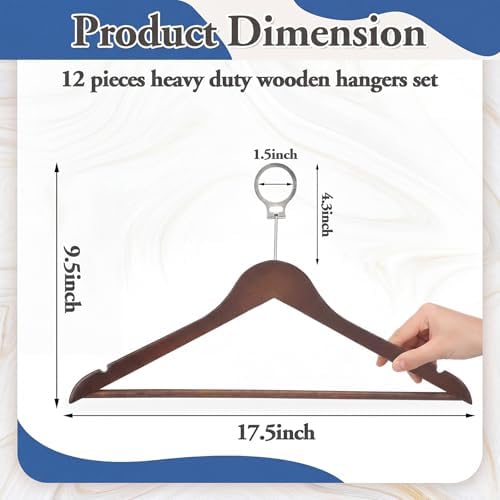 12 Pack Hotel Suit Hangers 17.5" Anti-Theft Security Hangers, Brown - Image 2