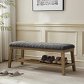 VKNOW Entryway Bench, Storage Shoe Bench with Rubberwood Legs, Black by VKNOW