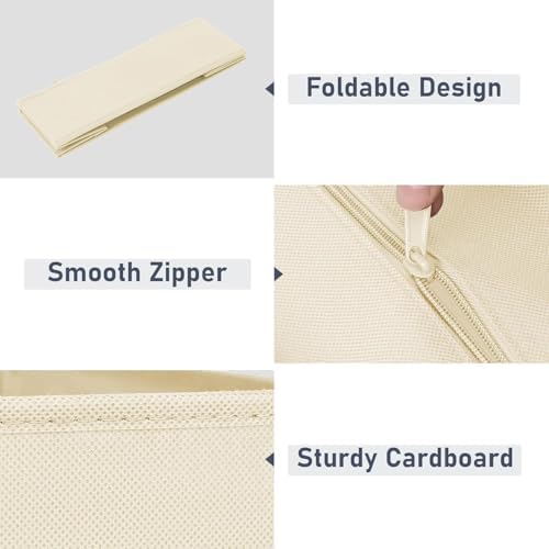 DIMJ Drawer Organizer Clothes 10 Pack - Foldable Baby Organizers and Storage & Dresser Organizer for Bedroom, Closet - Nursery Organization Dresser Dividers for underwear, Sock,Bra, Belt, Tie, Beige - Image 5