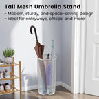 DUNCHATY 3 Pack Metal Mesh Umbrella Stand for Entryway - 19.5 Inch Heavy Duty Iron Umbrella Holder with Seamless Bottom - Freestanding Indoor Organizer Rack for Walking Canes and Bats, Silver - Image 7