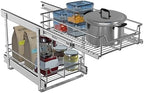 JOWBOOW 2-Tier Cabinet Pull Out Shelves, 11" W x 22" D, Chrome - Image 6