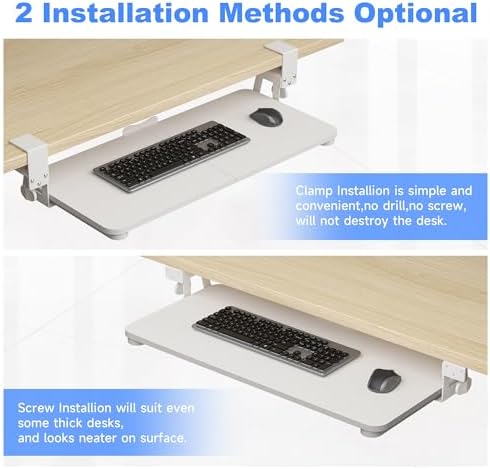 XINLEI Keyboard Tray Under Desk Large C-Clamp 25.6" x 11.8" Board - Image 6