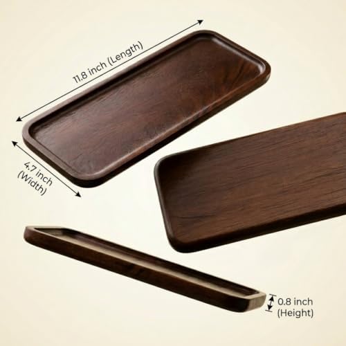 PRIMORE Premium Walnut Decorative Tray - 11.8"x4.7"x0.8" Slim Wood Organizer for Coffee Table, Vanity & Entryway, Hand-Polished Solid Walnut, Durable & Warp-Resistant, Elegant Gift for Home & Office - Image 6