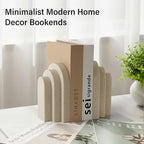 LIN CHUAN Heavy Duty Bookends for Shelves, Set of 2, Sandstone Beige - Image 3