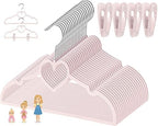 Velvet Baby Hangers, Kids Hangers with Clips for Toddler & Infant Clothes by OneDream