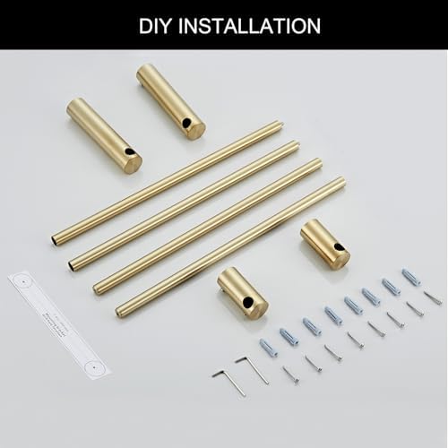 Towel Racks for Bathroom, NEWRAIN 30 inch Double Bath Towel Bar Wall Mounted, Stainless Steel Kitchen Towel Holder, Brushed Gold Towel Rod Towel Rail Hange - Image 7