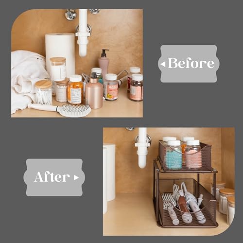 Sorbus Pull-Out Under Sink Organizer, Mesh Construction (Bronze, 2 Pack) - Image 6